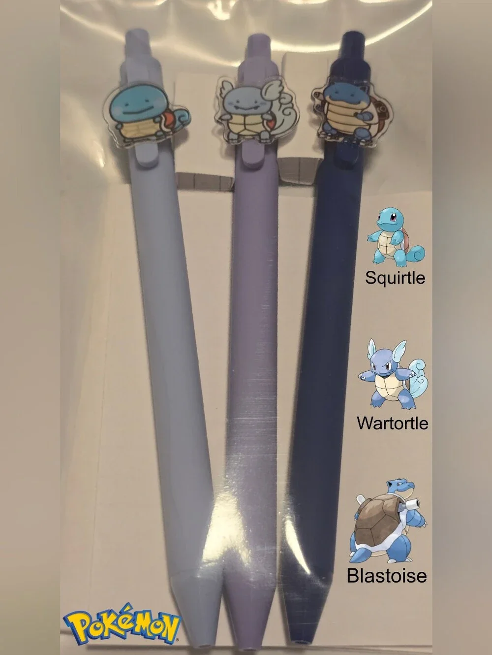 Pokemon Squirtle Evolution Line Gel Pen Trio